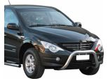 Barra Di Protezione Paraurti Anteriore Per Ssangyong Actyon 2006-2012 ø76Mm Acciaio Argento