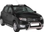 Barra Di Protezione Paraurti Anteriore Per Sandero Stepway 2012-2016 ø63Mm Acciaio Argento