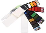 Pennello Acquerello Solido A Forma Di Ventaglio Pieghevole Portatile 18 Colori Pigmento Acqua
