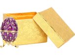 Uovo Di Pasqua Smaltato Stile Vintage Gioielliere Organizzatore Portagioie Decorazione Artigianale (Viola)