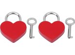 2 Set Di Lucchetti A Cuore In Metallo, Colorati E Squisiti, Con Chiavi 30X39 Mmred