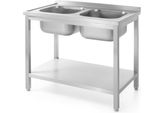 Tavolo Hendi Con 2 Lavelli E Ripiano - Avvitato, Profondità 600 Mm, Linea Cucina, 1000X600X(H)850Mm