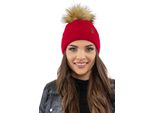 Berretto Da Donna Vivisence Con Pompon, Copricapo Caldo E Accogliente Per L'inverno E L'autunno, Berretto Invernale Con Pompon, Berretto Caldo A Maglia Grossa, Berretto Classico Da Donna, Eu, Rosso, Misura Universale