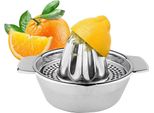 Spremiagrumi Manuale In Acciaio Inox Bayli | Spremiagrumi Ø12,5 Cm | Spremiagrumi Per Limoni Con Contenitore Di Raccolta E Beccuccio | Spremiagrumi Per Lime | Spremiagrumi Per Frutta | Spremiagrumi Per Arance | Spremiagrumi Per Limoni E Agrumi