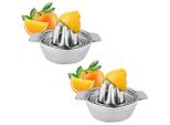 Set Di 2 Spremiagrumi Manuali In Acciaio Inox | Spremiagrumi Ø12,5 Cm | Spremiagrumi Per Limoni Con Contenitore Di Raccolta E Beccuccio | Spremiagrumi Per Lime | Spremiagrumi Per Frutta | Spremiagrumi Per Arance