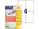 Avery Zweckform® 6601 6601 Etichette Universali Ultragrip - 105 X 148 Mm, Bianco, 260 Etichette, Permanenti