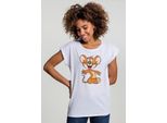 Merchcode Female Shirt Ladies Tom & Jerry Mouse Tee Bianco-M