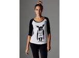 Merchcode Female Shirt Ladies Brandalised - Banksy´S Graffiti Ape Raglan Tee Bianco/Nero-Xxl