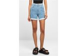 Urban Classics - Pantaloncini Da Donna In Denim Biologico Elasticizzato A 5 Tasche, Colore Blu Chiaro Sbiancato - 28