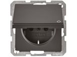Berker 47516086 Presa Schuko Con Coperchio Incernierato Antracite Vellutato Berker Q.1/Q.3