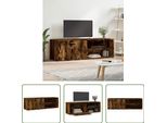 The Living Store Mobile Tv In Rovere Fumé 120X34X37 Cm Materiale In Legno