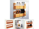 The Living Store Portascarpe Da Parete 2 Pz. Marrone Cera 59X8,5X23,5 Cm In Legno Massiccio