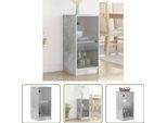 The Living Store Mobile Laterale Con Ante In Vetro Grigio Cemento 35X37X75,5 Cm