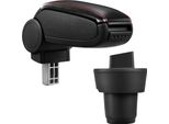 [Bracciolo Centrale, Perfetto Per Seat Mii (3 E 5 Porte) - Bracciolo Con Vano Portaoggetti - Rivestimento - Pelle Artificiale Nera Con Cuciture Rosse