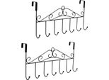Set Di 2 Appendiabiti Da Porta Da 42,5 Cm In Metallo Per Il Montaggio Sopra La Porta | Ganci Per Cappotti Con 7 Ganci | Striscia Per Ganci Da Porta Colore: [Nero] | Striscia Per Ganci Da Porta | Porta Cappotti | Striscia Per Appendere La Porta Senza Forare