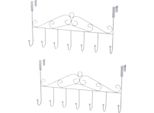 Set Di 2 Appendiabiti Da Porta Da 42,5 Cm In Metallo Per Il Montaggio Sopra La Porta | Ganci Per Cappotti Con 7 Ganci | Striscia Di Ganci Da Porta Colore: Bianco | Striscia Di Ganci Per Cappotti Da Porta | Porta Cappotti | Striscia Da Appendere Da Porta Senza Forare