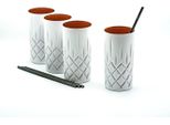 Nachtmann Noblesse 4Er-Set Set White Edition LongdrinkgläSer 375 Ml I SpüLmaschinenfest I Trinkglas Coloured By Ekm (Weiß/Kupfer) + 4Er-Set Ekm Living Trinkhalme Schwarz