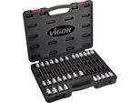 Vigor V1919 Set Di Chiavi A Bussola Con Attacco Esagonale ∙Quadro Cavo Da 1/2 Pollice (12,5 Mm) ∙ Profilo Dell'attacco Esagonale ∙ 5 - 19 ∙ Numero Di Utensili: 30