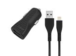 Energizer Hardcase - Caricabatterie Da Auto 2X USB-A 17W 3,4A + Cavo Lightning Mfi (Nero)