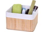 Cesto Portaoggetti HWC-C21, Cesto Portaoggetti Scatola Organizzazione Scatola Ordinamento Cesto Scaffale, Bambù ~ Colore Naturale