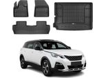 Set Di Tappetini E Fodere Per Bagagliaio Omac Per Peugeot 5008 2017-2025 In Gomma Nera 4X