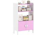Aiyaplay Libreria Per Bambini Con 2 Ripiani Aperti, 2 Armadietti, Ripiano Portaoggetti Con Protezione Antiribaltamento, Piedini Antiscivolo, Ripiano Per Giocattoli