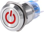 Interruttore Led Rosso Impermeabile Da 19 Mm 12V -24V In Led Rosso, Acciaio Inox, Interruttore A Pulsante Autobloccante