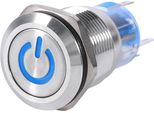 Interruttore A Pulsante Autobloccante In Acciaio Inox Impermeabile Da 19 Mm 12V -24V Led Blu