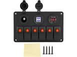 12 V 24 V 6 Bande Auto - Barca Led - Interruttore A Pulsante Doppio Usb Voltmetro Accendisigari Arancione