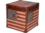 Casa Padrino - Cassapanca Stars & Stripes Brown / Multicolore 49 X 44 X H. 57 Cm - Cassapanca In Vera Pelle Fatta A Mano In Look Valigia