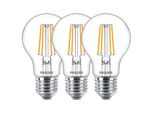3 X Philips Led Forma Di Lampadina A Filamento A60 7W = 60W E27 Chiaro 806Lm Bianco Caldo 2700K