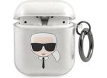 Karl Lagerfeld Kla2Ukhgs Airpods 1/2Cover Srebrny/Silver Glitter Karl's Head