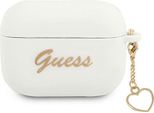 Guess Guaplschsh Airpods Pro Cover Bianco/Bianco In Silicone Charm Heart Collection