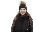 Berretto Da Donna Vivisence Con Pompon E Sciarpa Caldo Copricapo E Scaldacollo Per L'inverno E L'autunno Caldo E Spesso, Berretto Invernale Con Pompon, Set Invernale Da Donna, Eu, Nero, Taglia Unica
