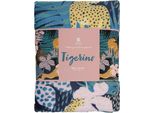 Coperta, Morbida E Soffice Coperta In Microfibra Tigerino 150X200 Tigre, Foglie Turchesi