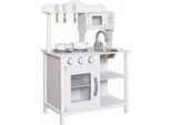 Ginger Home Cucina Per Bambini In Legno Bianco, Cucina Da Gioco Con Accessori, 58,5X29,5X85 Cm