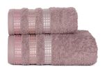 Asciugamano In Spugna Di Cotone Con Bordo Luxury 50X90 Cm, Rosa, 500 Gr Mybesthome