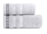 Asciugamano In Spugna Di Cotone Con Bordo Luxury 50X90 Cm, Grigio Chiaro, 500 Gr Mybesthome