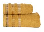 Asciugamano In Spugna Di Cotone Con Bordo Luxury 50X90 Cm, Senape/Senape, 500 Gr Mybesthome