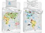 Biancheria Da Letto, Biancheria Da Letto In Cotone, Biancheria Da Letto Per Bambini 90X120Cm 3961B Animali, Mappa Del Mondo