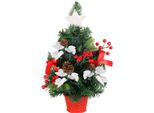 Albero Magichome Natale, Decorato, Rosso, Con Foglie, 40 Cm