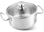 Casseruola Magichome Chloe, Pentola, 16 Cm, 1,5 Lit., Con Coperchio In Vetro, Acciaio Inox