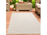 Tappeto Per Esterni Balcone Resistente Alle Intemperie A Trama Piatta In Tinta Unita In Beige Dimensioni - 140 X 200 Cm