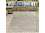 Tappeto Per Interni Ed Esterni Terrazzo Resistente Alle Intemperie A Trama Piatta Con Motivo A Rombi In Beige Dimensioni - 140 X 200 Cm