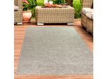 Tappeto Per Esterni Da Balcone Resistente Alle Intemperie A Trama Piatta Con Disegno A Diamante In Beige Dimensioni - 140 X 200 Cm
