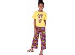 Mod Jeans | Set Estivo Per Bambine - Maglietta + Pantaloni - Giallo - Cotone - Comodo Ed Elegante Taglia 128, Età 8 Anni