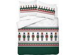 Set Di Biancheria Da Letto Natalizia 220X200 Verde Schiaccianoci 100% Cotone