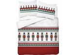 Set Di Biancheria Da Letto Natalizia 220X200 Schiaccianoci Rosso 100% Cotone