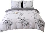 Biancheria Da Letto In Raso 160X200Cm Fiori Grafite Bianco E Nero