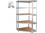 Ekspand | Scaffale Angolare In Metallo 180X90X30 Cm - Argento - 5 Ripiani - Alta Stabilità - Max. 875 Kg